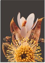 DesignClaud Australische bloemen poster - Bloemstillevens - Donker A3 + Fotolijst wit