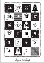 DesignClaud Adventskalender poster - Kerst Poster - Tekst poster - Zwart Wit poster A2 poster (42x59,4cm)