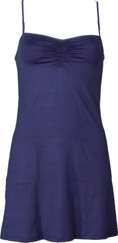 RJ Bodywear Pure Color dames jurk (1-pack) - onderjurk met verstelbare bandjes - donkerblauw - Maat: S