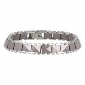 My Bendel schakelarmband met grijs keramiek - Zilveren schakelarmband van facet grijs keramiek - Met luxe cadeauverpakking