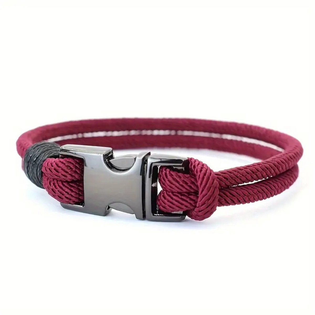 Bovista Armband - Staal - Nep Zilver - Heren - Bordeauxrood