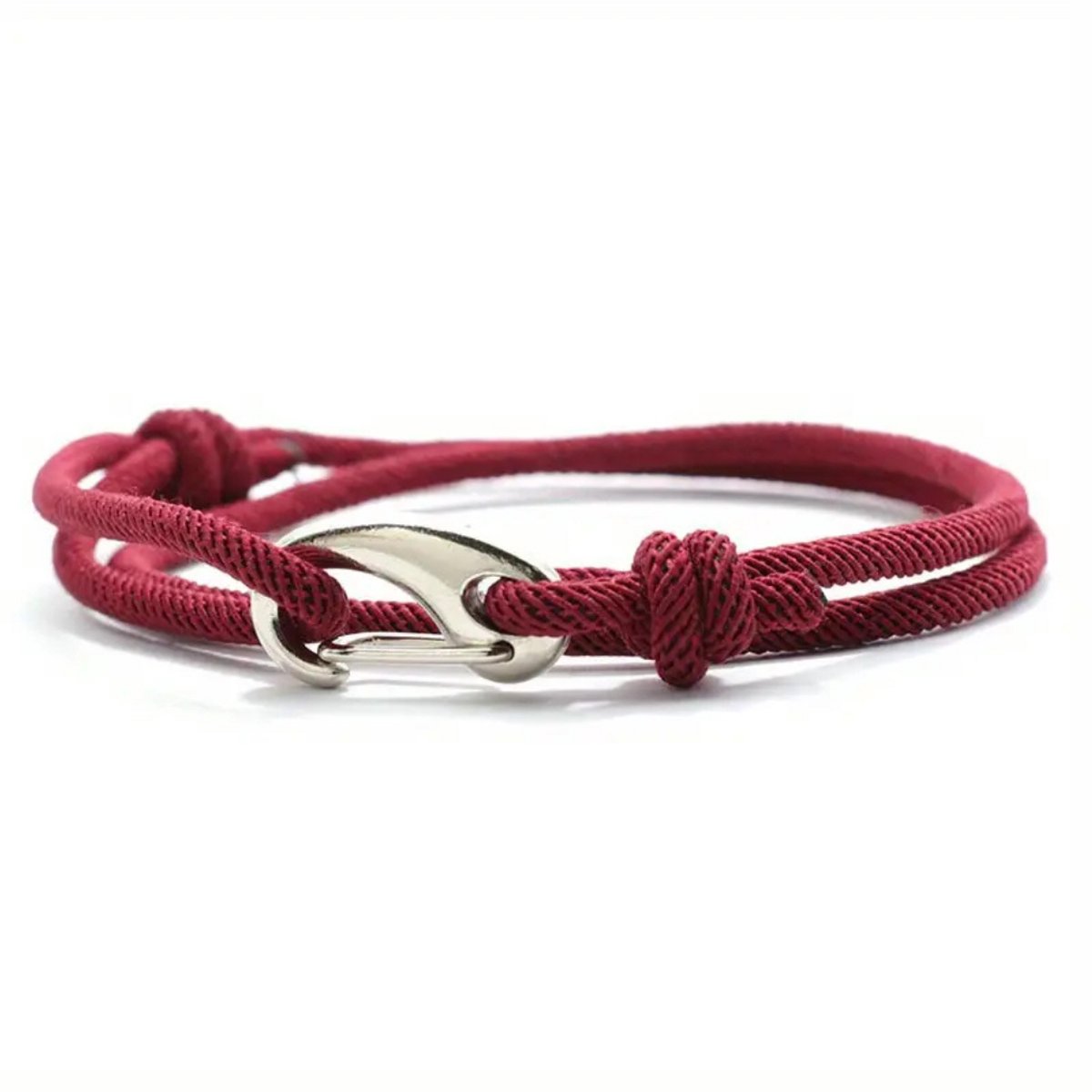 Bovista Armband - Staal - Nep Zilver - Heren - Bordeauxrood