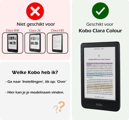 Hoesje Geschikt voor Kobo Clara BW Lederen Hoes Book Case - Hoes Geschikt voor Kobo Clara BW Hoesje Book Cover Leer - Bruin van Hoesje  — afbeelding 2