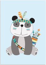 DesignClaud Panda - Indianen stijl - Tribal - kinderkamer poster A3 poster (29,7x42 cm)