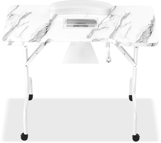 Manicuretafel, opvouwbaar, met afzuiging, manicuretafel, draagbaar, met wielen en boodschappentas, nagelstudio, tafel met stofafzuiging, mobielsmanicuretafel, draagbare manicuretafel tot 40 kg,