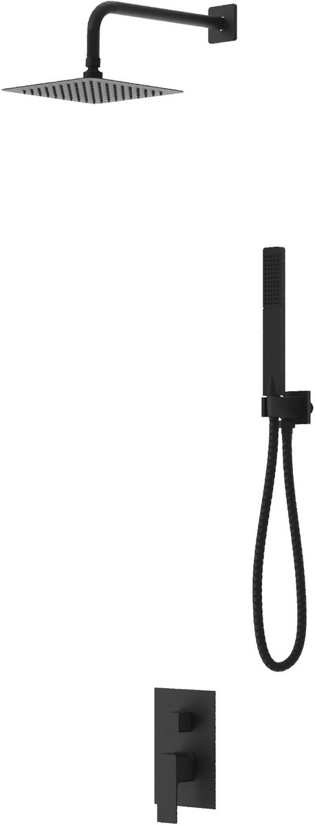 LAVITA® Inbouw Doucheset met Handdouche en Regendouche AQUILA – Zwart - Keramische Cartouche, ééngreeps, Waterbesparend – Hoofddouche Inbouwkraan - Douchecombinatie voor extra hygiëne en comfort