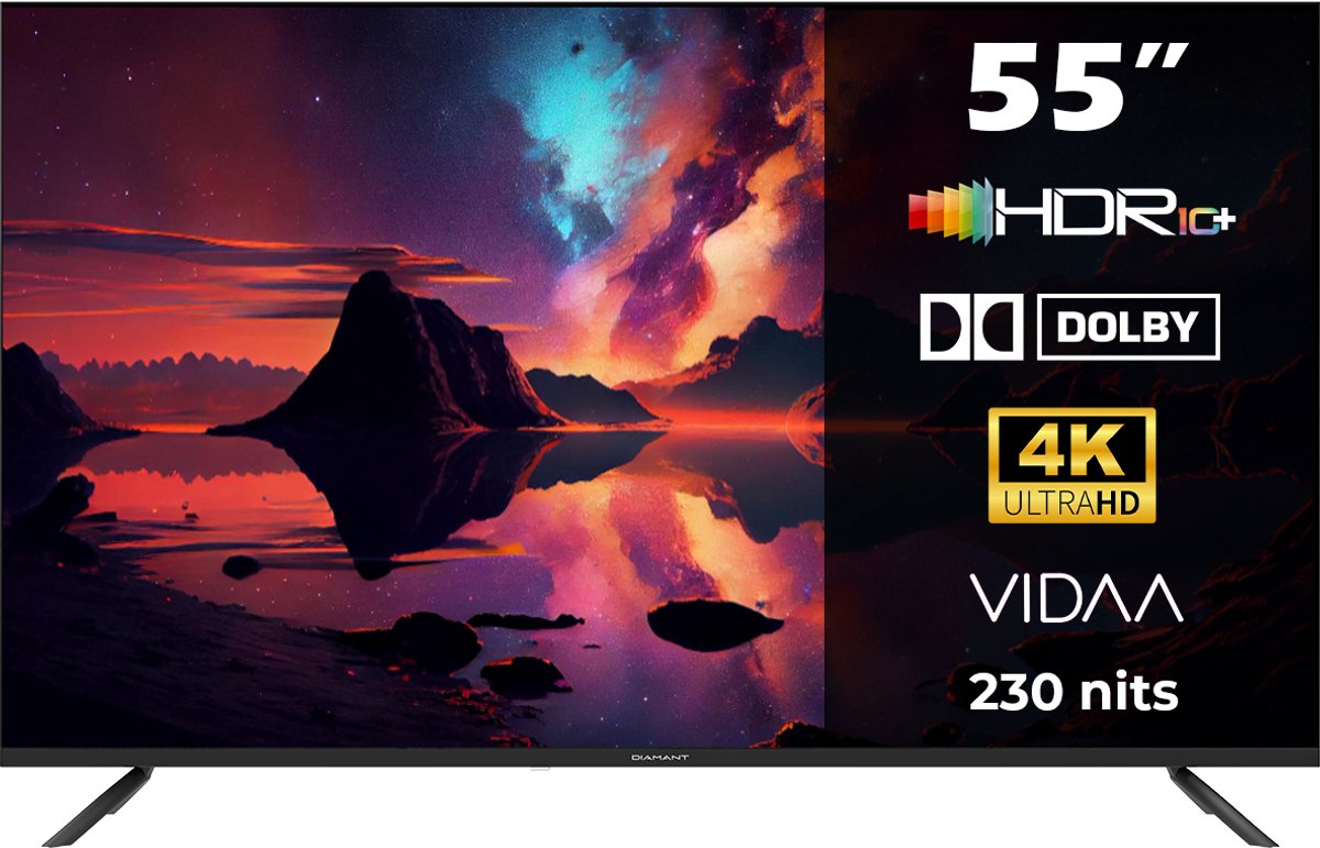Horizon Smart TV 55 inch - 4K LED Televisie - Diamant Serie ULTRA HD - WiFi - Netflix - Frameless Slim Design