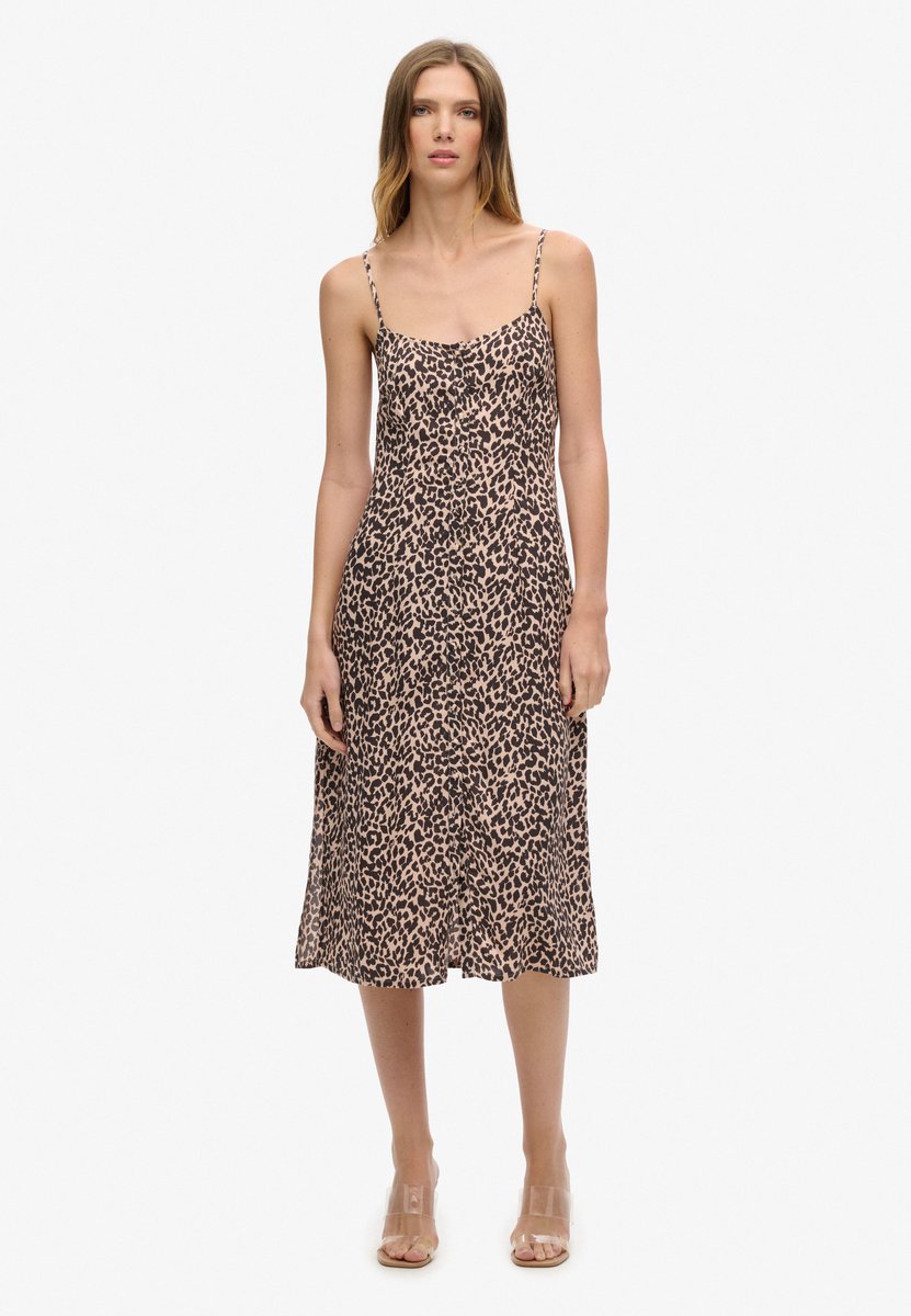 Superdry Cami midi-jurk met knoopsluiting en print Dames Jurken Roze