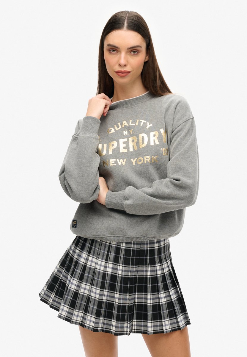 Superdry Luxe sweatshirt met metallic logo Dames Truien Rich Charcoal Marl