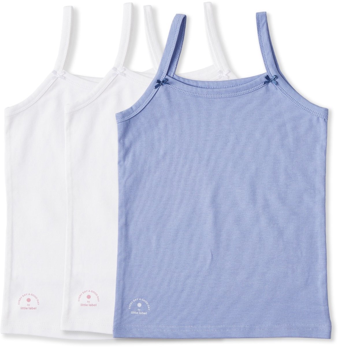 Little Label - meisjes hemden 3-pack lichtblauw combi 98-104 4Y - maat: 98/104 - bio-katoen