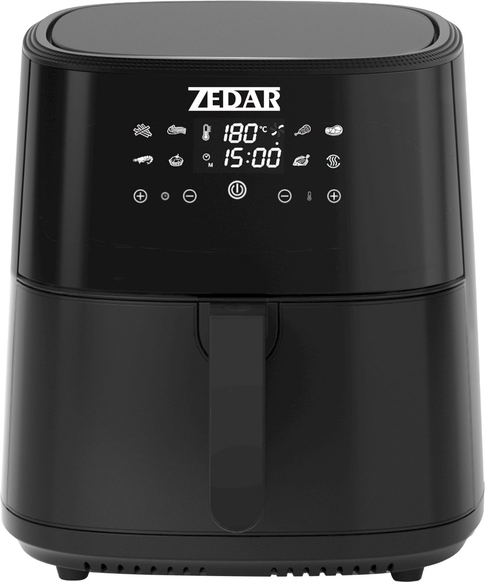 Afbeelding 2 van Airfryer XXL - Met APP - Groot 8 Liter - Heteluchtfriteuse - Zwart - Digital Touchscreen - 50 voorgeprogrammeerde gerechten Zedar AF600