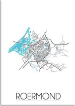 DesignClaud Plattegrond Roermond Stadskaart poster Wanddecoratie - Wit - A4 poster (21x29,7cm)