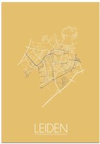 DesignClaud Plattegrond Leiden Stadskaart poster Wanddecoratie - Geel - A2 + fotolijst wit (42x59,4cm)