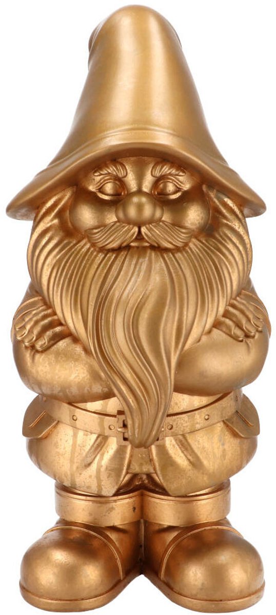 DK Design Tuinkabouter beeldje Dutch Gnome - goud - 20 cm - decoratieve tuinbeeldjes
