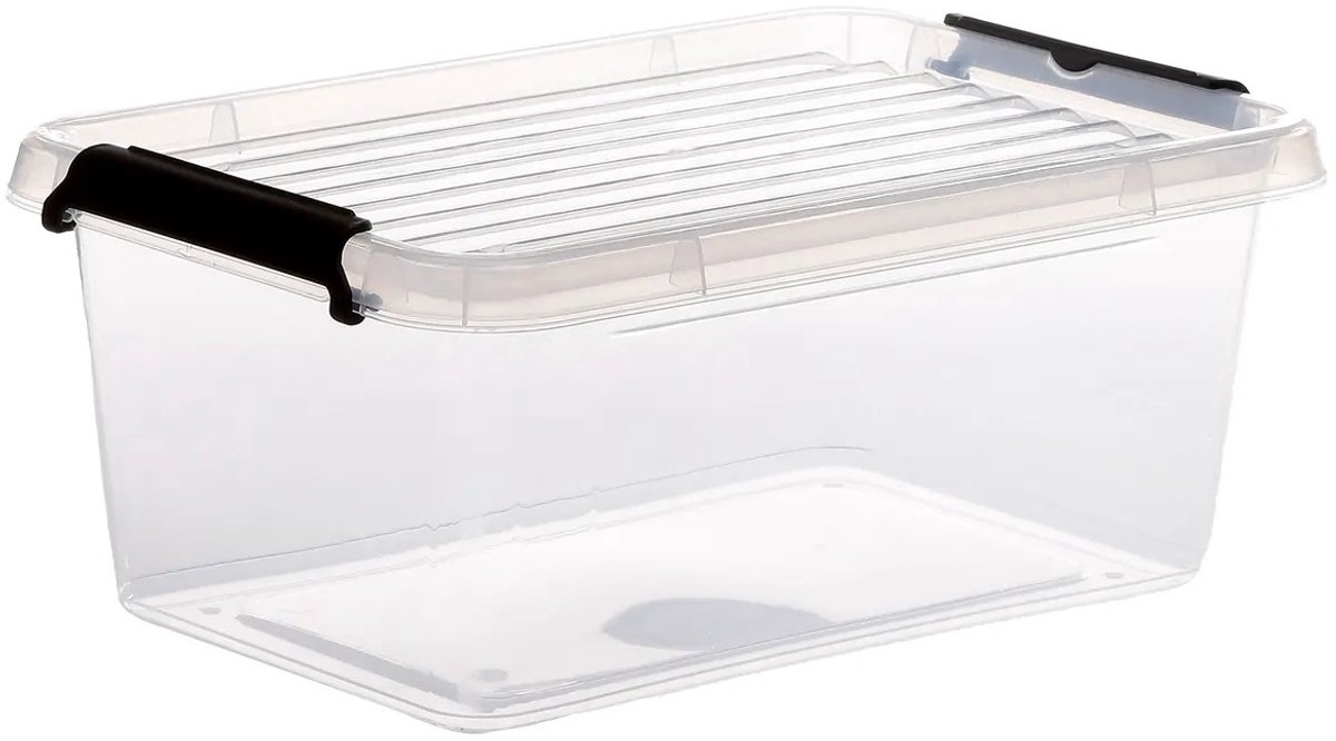 5Five opberg kist met deksel - Clip Box - 4,5 liter - 29 x 20 x 12 cm - kunststof - transparant