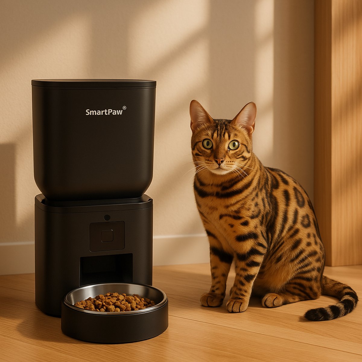 Afbeelding 3 van SmartPaw SmartCam - automatische voerbak kat - voerautomaat kat - voerautomaat dispenser - voederbak met camera en APP - 7L voerbak