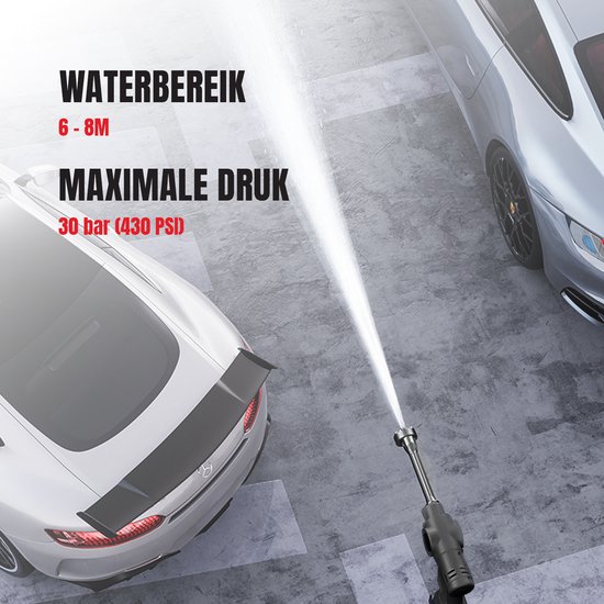 Hogedrukreiniger - tuinset schoonmaken - hogedrukspuit - accu hogedrukreiniger - terrasreiniger - auto wassen - draadloze hogedrukreiniger - 30 bar - incl. 21V 15000 mAh accu + acculader van Merkloos	 — afbeelding 5