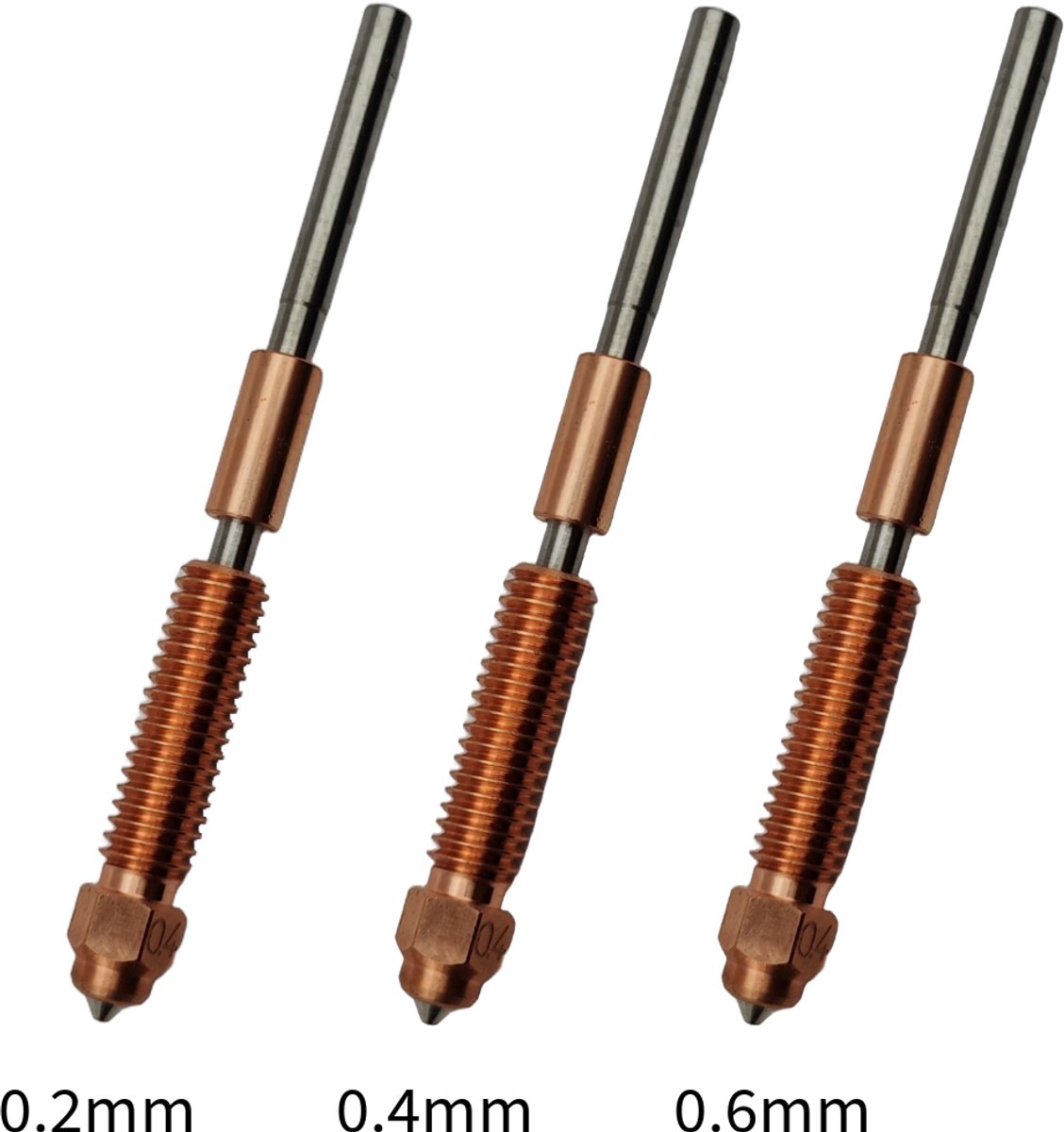 K1C Quick Swap Nozzle Set 1x 0.2mm, 1x 0,4 mm and 1x 0.6mm Creality 1.75mm Quicks-Swap voor creality K1C, Ender 3 V3, Ender 3 V3 Plus.
