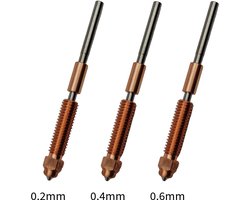 K1C Quick Swap Nozzle Set 1x 0.2mm, 1x 0,4 mm and 1x 0.6mm Creality 1.75mm Quicks-Swap voor creality K1C, Ender 3 V3, Ender 3 V3 Plus.