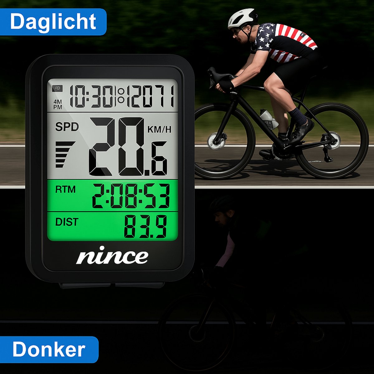 Nince Fietscomputer - Waterdicht & Draadloos thumbnail 4