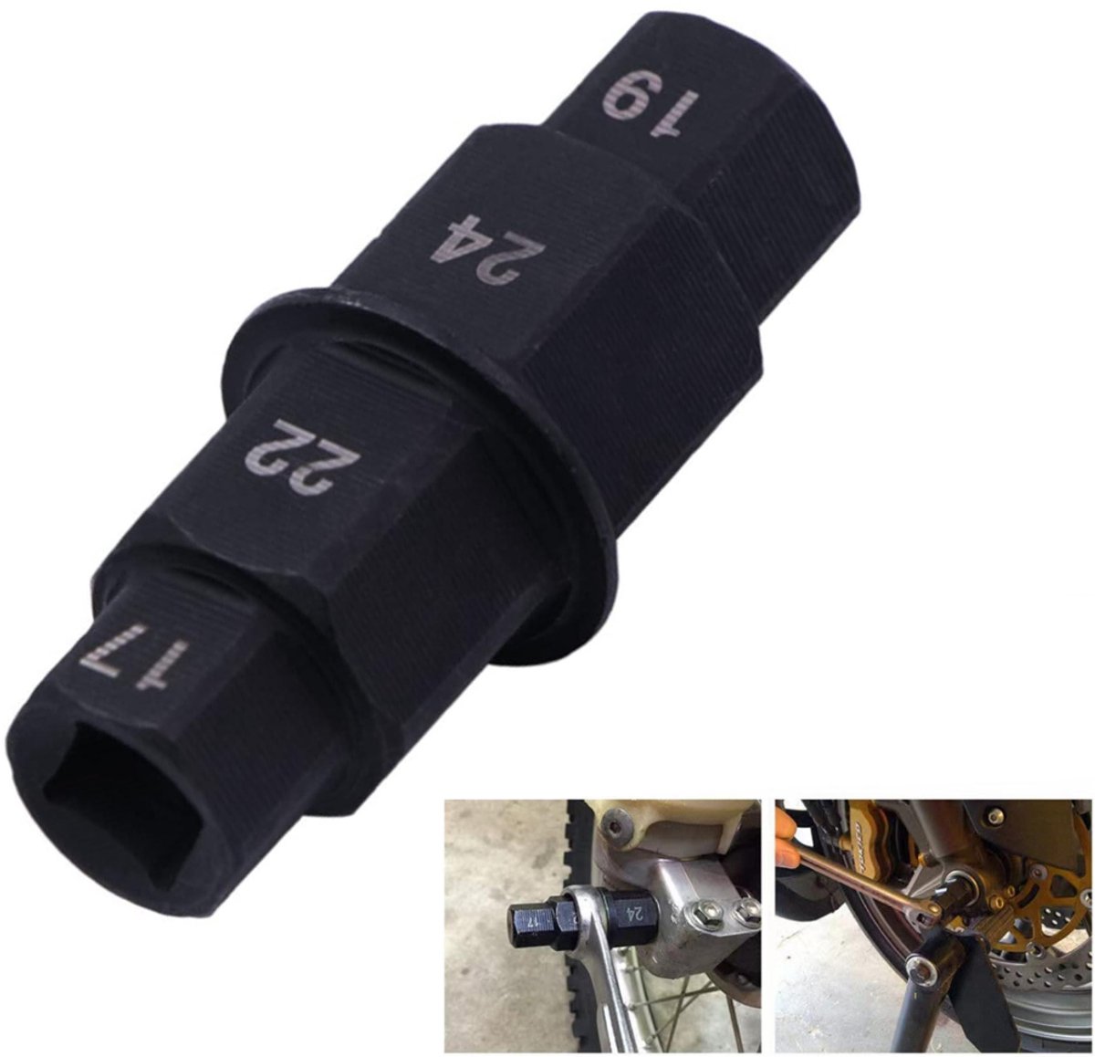 Motorfiets demontagegereedschap adapter, motorfiets zeskant as gereedschap, voor- en achterwiel gereedschap, geschikt voor 17 mm 19 mm 22 mm 24 mm vooras