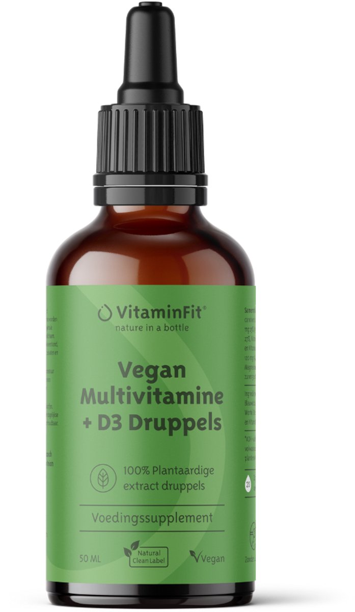 Goedkoopste VitaminFit Vegan Multivitamine D3 Druppels - 100 Natuurlijk & Plantaardig - Vloeibaar - 50 ML