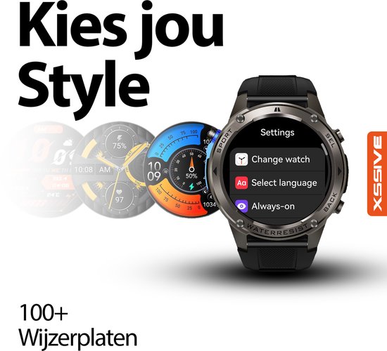 Xssive SW11 Smartwatch - GPS Tracker - AMOLED - 50m waterdicht - Lange ...
