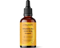 VitaminFit Vitamine B12 - 1000 ug/mcg Druppels - 100% Natuurlijk & Plantaardig - 50 ML - Biologisch actieve methylcobalamine - Vloeibaar
