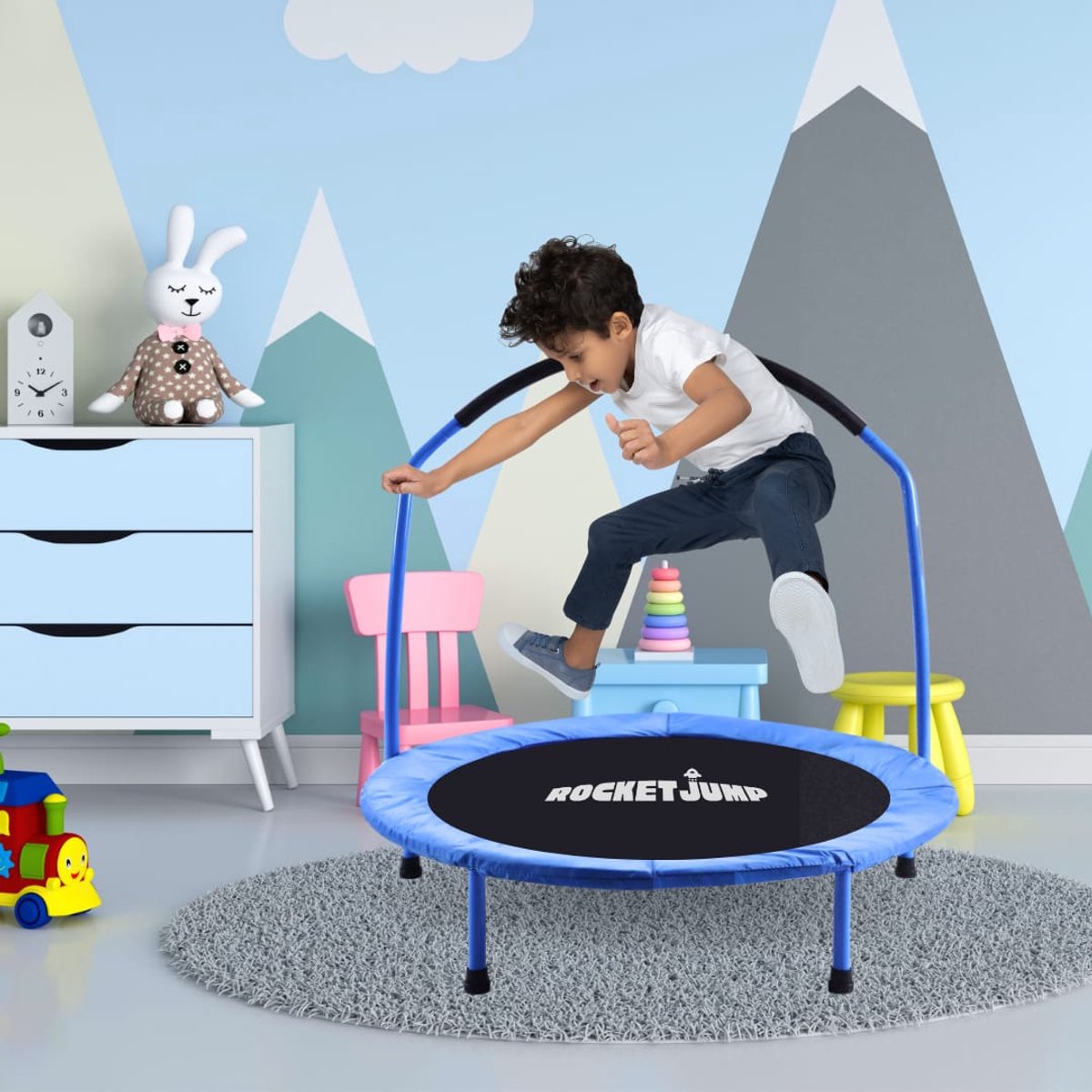 RocketJump MS91 Kinder Trampoline - Mini Trampoline 91 cm - Blauw — afbeelding 8