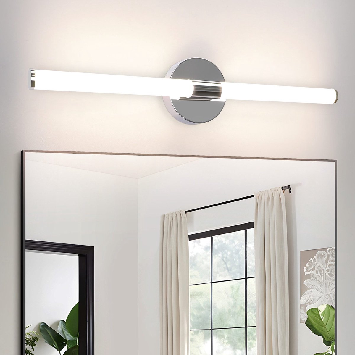 NETTLIFE LED Spiegellamp - chroom - 4000K neutraal wit - modern - wandlamp LED - 8W badkamerlamp - 60CM Spiegelverlichting - IP44 - voor badkamermeubel | kelder | keuken