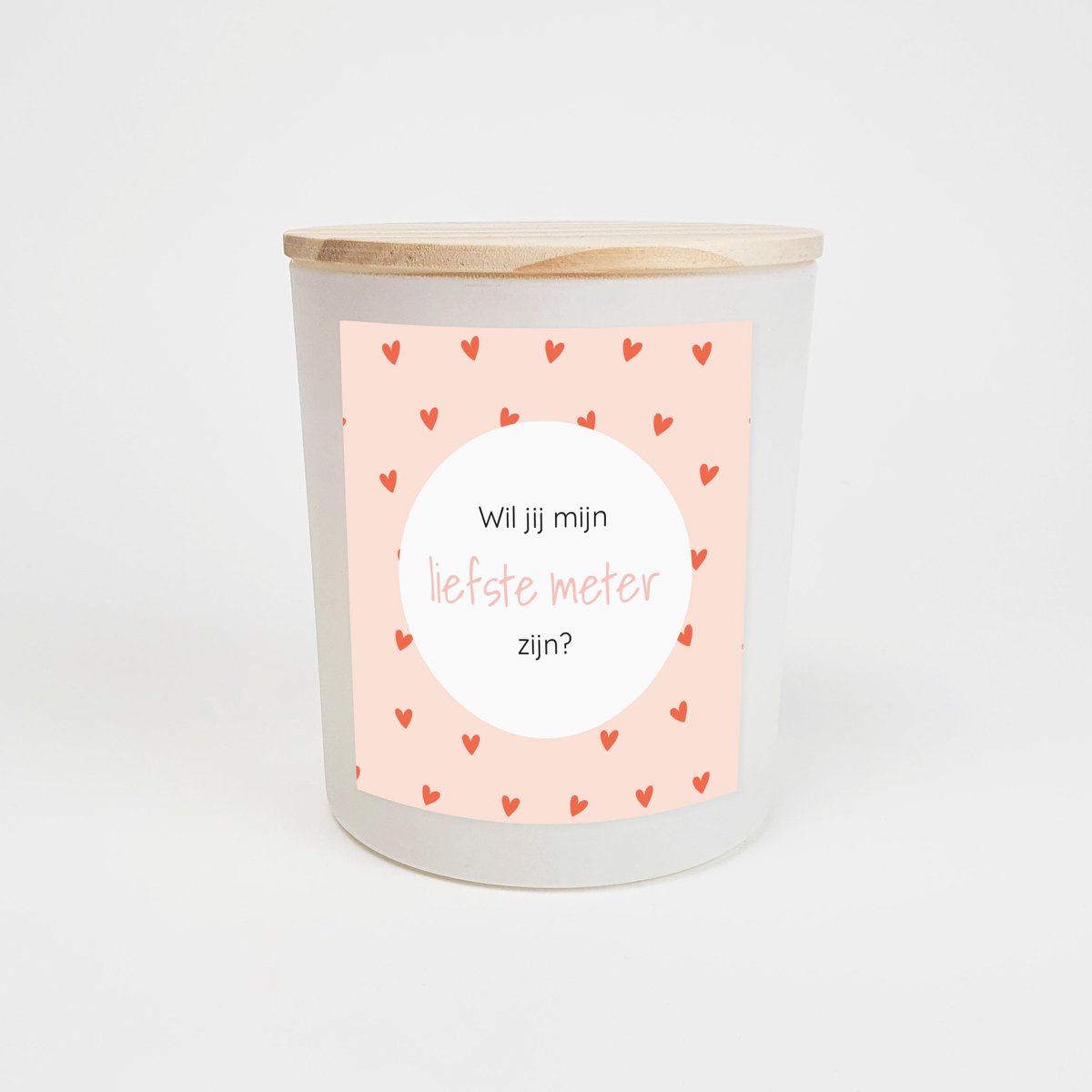 Geurkaars in glas - Meter vragen - Wil jij mijn meter zijn - Geurkaarsen geschenkset - Geurkaars - WIT - Hartjes patroon design