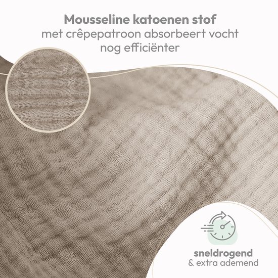 Laleni Hydrofiele Doeken - 100% Katoen - Mousseline - 70x70cm - Beige - Set van 5 van Laleni — afbeelding 2