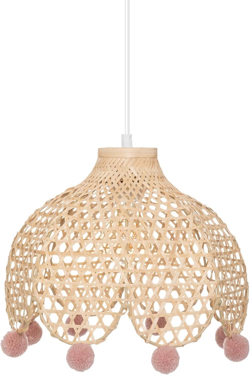 Hanglamp voor kinderen - bamboe en metaal - H 22 cm - speelse verlichting