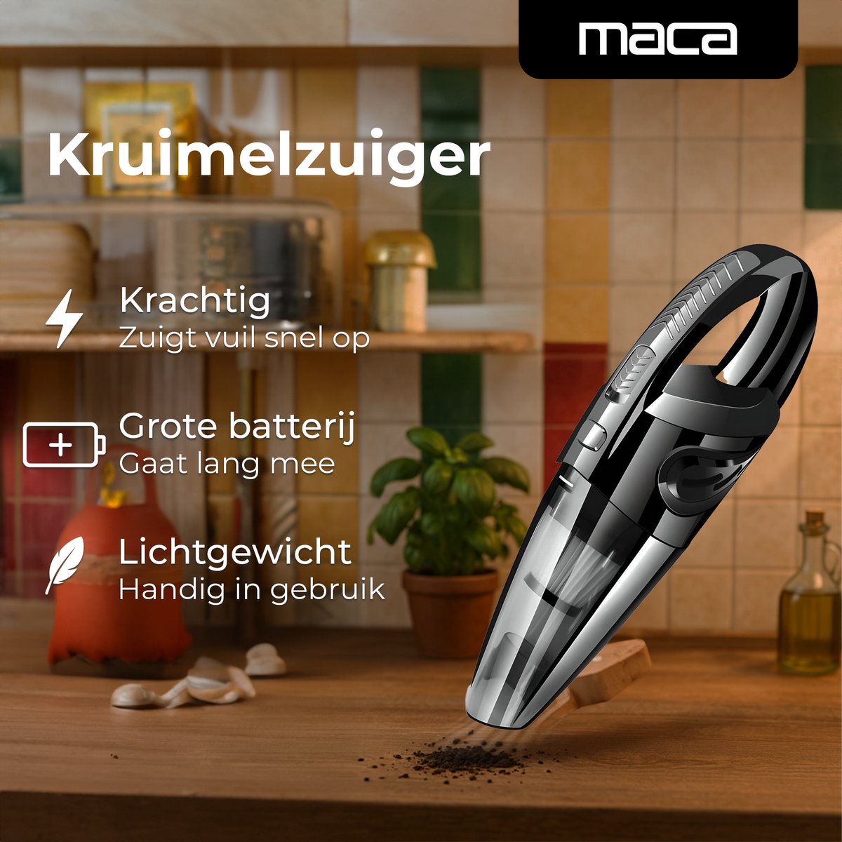 Maca Snoerloze Kruimeldief met 5 Opzetstukken - afbeelding 2