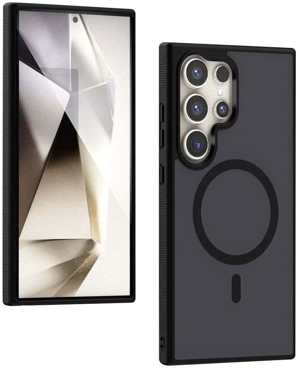 Trusmi CF40-63- Samsung Galaxy S24 - siliconen hoes geschikt voor Magsafe – ZwartTransparant, Slim Fit Beschermcase, Slank Design, Schokbestendig, Anti-Vingerafdruk en Krasbestendig