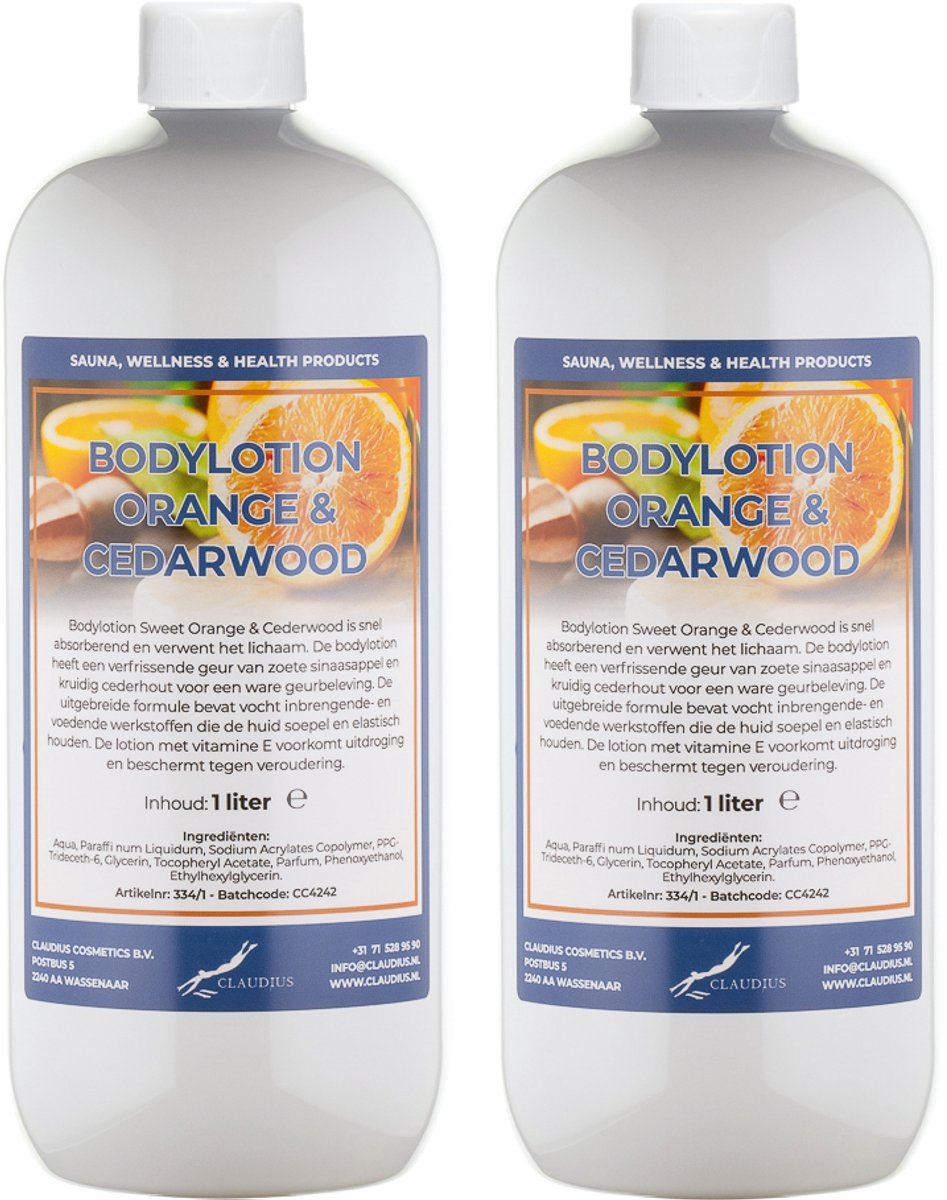 Bodylotion Sweet Orange & Cedarwood 1 Liter - set van 2 stuks