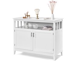 COSTWAY Sideboard, keukenkast, opbergkast met 2 deuren en verstelbare plank, buffetkast voor woonkamer, eetkamer, wit, 114 x 51 x 91 cm