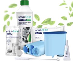 Aquafloow Onderhoudsset voor Koffiemachines, compatibel met Philips Saeco: 2x AquaClean Waterfilter, 10x2g Reinigingstabletten, 500ml Ontkalker, Reinigingsborstel, Smeermiddel