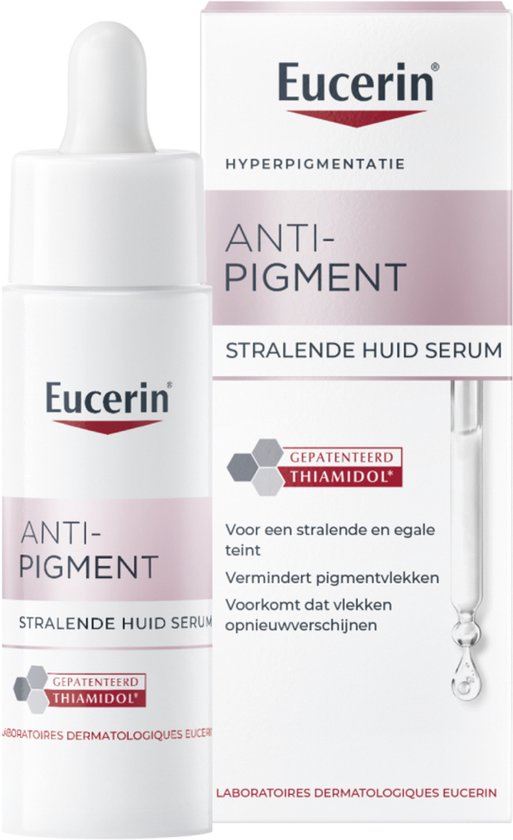 Eucerin Anti-Pigment Stralende Huid Serum flesje en verpakking.