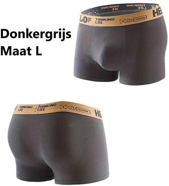 Boxer élastique pour homme HELLO I Caleçon pour homme I Sous- Sous-vêtements pour homme I Respirant, doux et confortable I Taille LI Grijs foncé