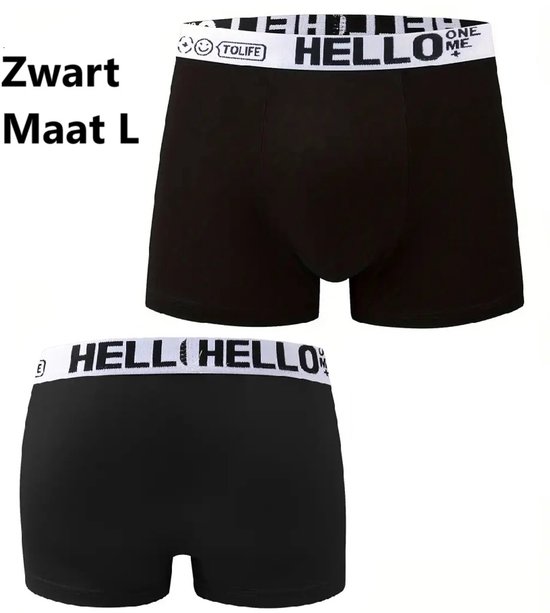 HELLO Elastische Heren Boxershort I Onderbroek Mannen I Heren Ondergoed I Ademend, Zacht & Comfortabel I Maat L I Zwart