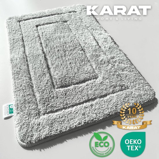 Badmat Atlantis - Rectangulaire - Dos antidérapant - Tapis de bain moderne - Gris argenté - 60 x 100 cm