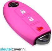 Autosleutel Hoesje geschikt voor Nissan - SleutelCover - Silicone Autosleutel Cover - Sleutelhoesje Roze