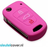 Autosleutel Hoesje geschikt voor Hyundai - SleutelCover - Silicone Autosleutel Cover - Sleutelhoesje Roze