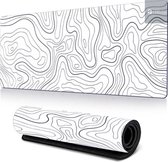 Witte XXL Muismat met Topografisch Design – 90x40 cm – Antislip – Voor Werk & Gaming
