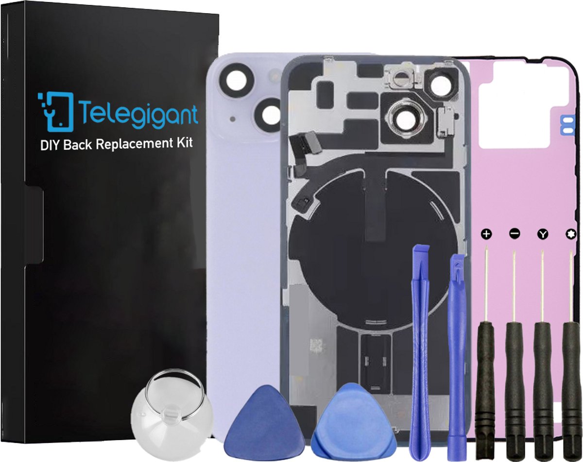 iPhone 14 Plus - Achterkant voor Reparatie - A+ Kwaliteit - met gereedschap en plakstrip - Kleur PAARS - Telegigant.nl