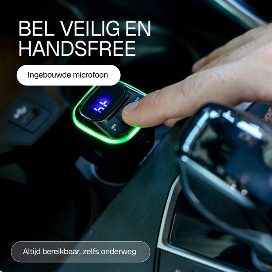 Wegman Bluetooth FM Transmitter - Handsfree Bellen Auto Carkit - Bluetooth Adapter Auto - 36W Autolader USB C - SD Kaart - USB Stick