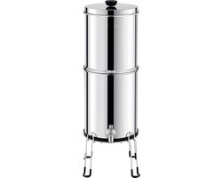 Zwaartekracht-waterfiltersysteem, 2,25 G 304 roestvrijstalen waterfiltersysteem voor op het werkblad, vermindert lood en tot 99% chloor, met 2 keramische koolstoffilters, kraan en voet