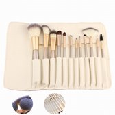Make up kwasten set - Beige - 12 delig - Professionele 12-Delige Make-Up Kwasten Set - Formidable Make-Up Brush Set - Poeder Kwast - Make Up Reis Etui - Cosmetica