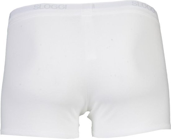 Witte Sloggi boxer met grijze logoband aan de achterkant.